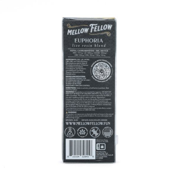 Buy Mellow Fellow Euphoria Blend Live Resin Disposable Vape – Green Crack - Image 3