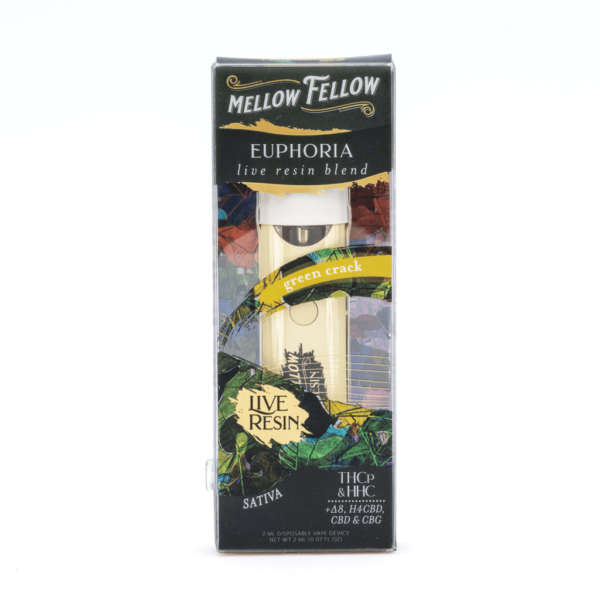 Buy Mellow Fellow Euphoria Blend Live Resin Disposable Vape – Green Crack - Image 2